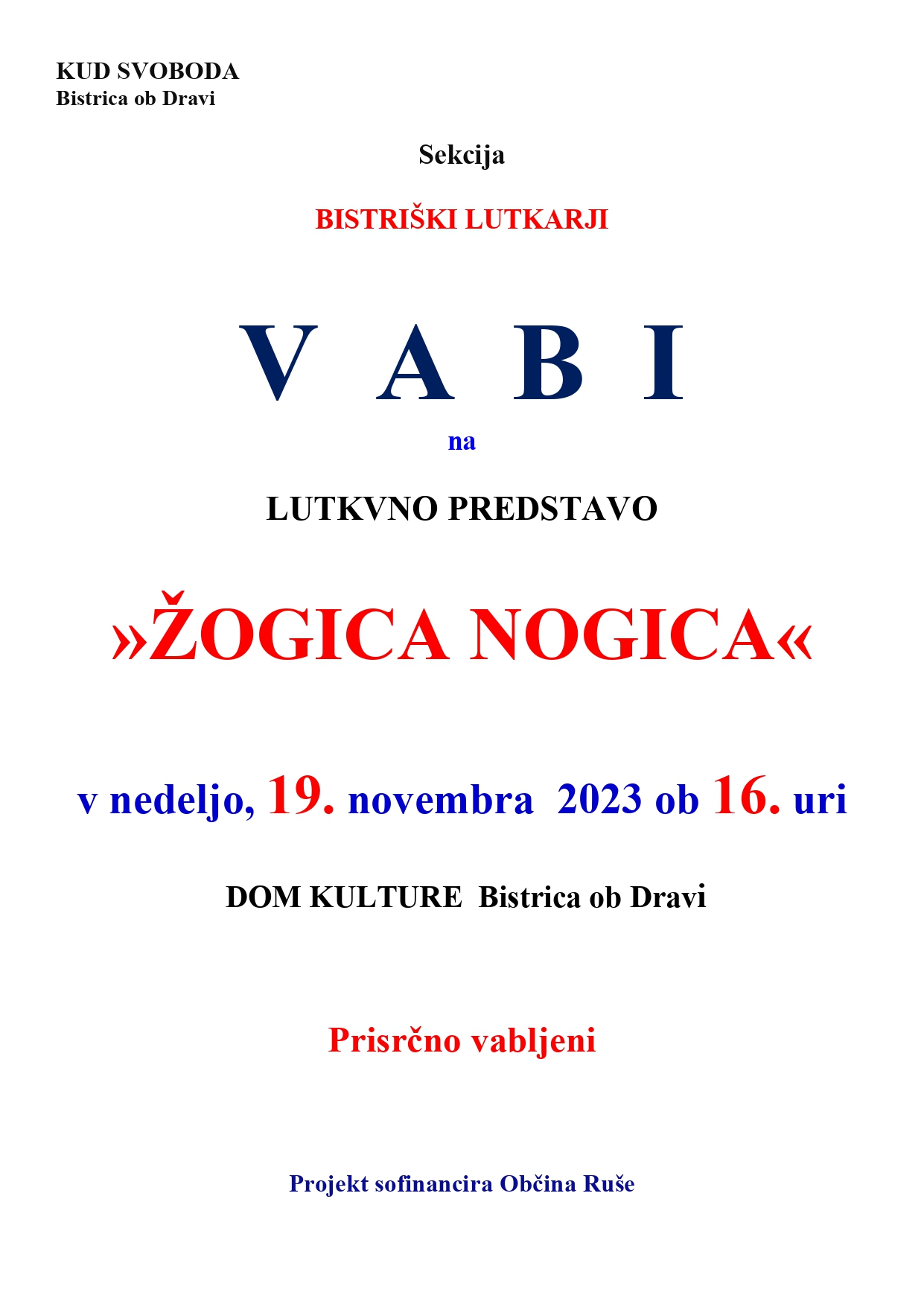 VABILO ŽOGICA NOGICA 19.11.2023